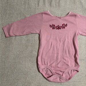 Carters Vintage Pink Long-Sleeve Floral Baby One-Piece